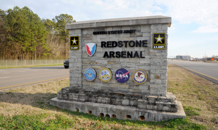 The sign in front of Redstone Arsenal's Gate 9.