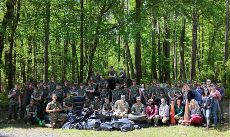 Soldiers, Marines, and local community members came out to volunteer during Earth Day Cleanup, April 22, 2024.