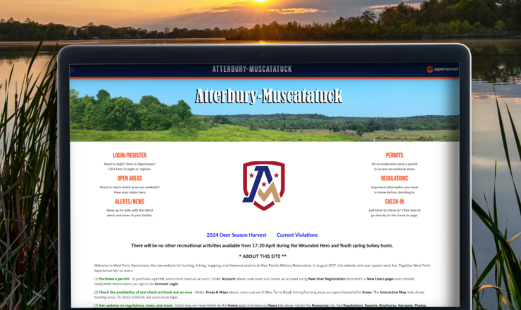 computer showing the isportsman portal page for atterbury muscatatuck