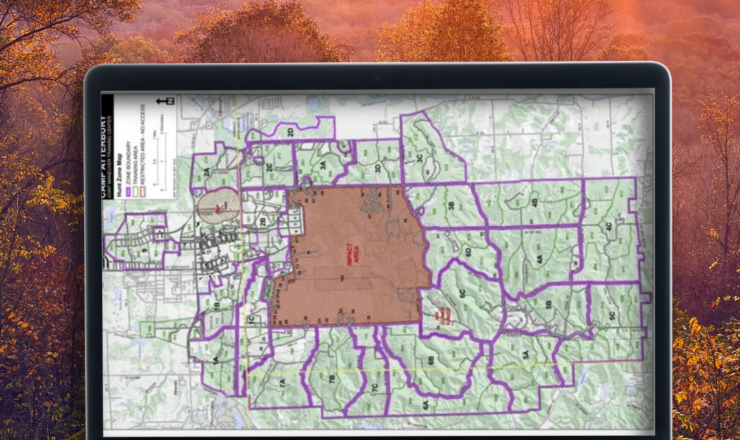 computer showing hunting maps for atterbury muscatatcuk