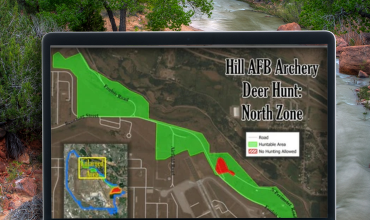 computer showing hunting maps for hill air force base