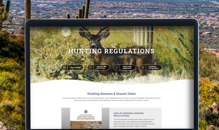 computer showing hunting regulations for arizona