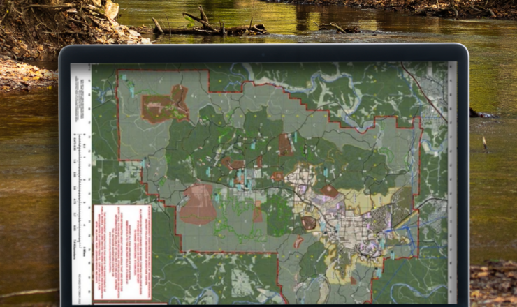 computer showing hunting maps for fort leonard wood