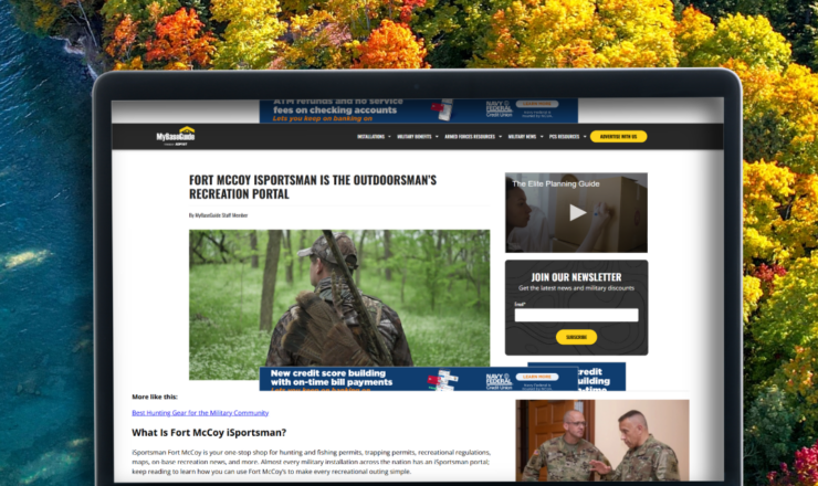 a computer screen showing an article about fort mccoy isportsman