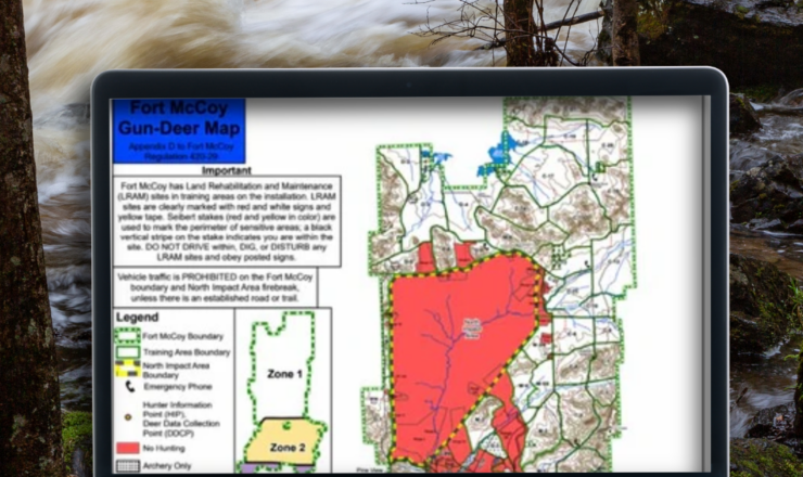 computer showing hunting maps for fort mccoy