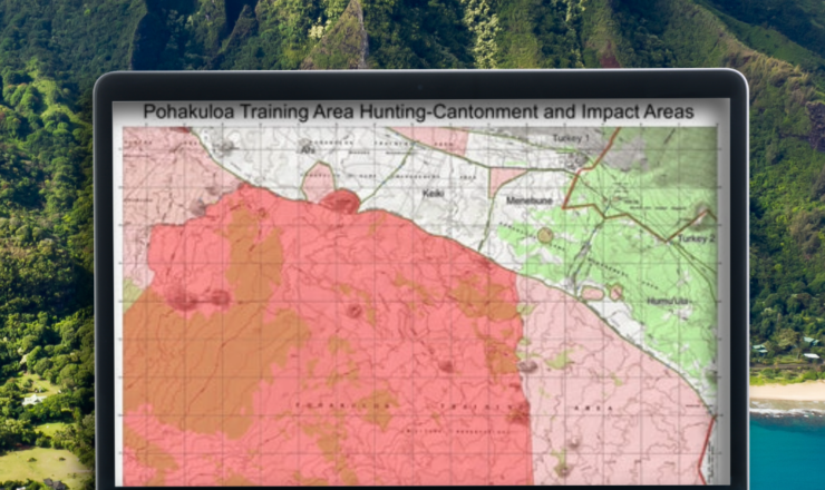 computer showing hunting maps for pohakuloa training area