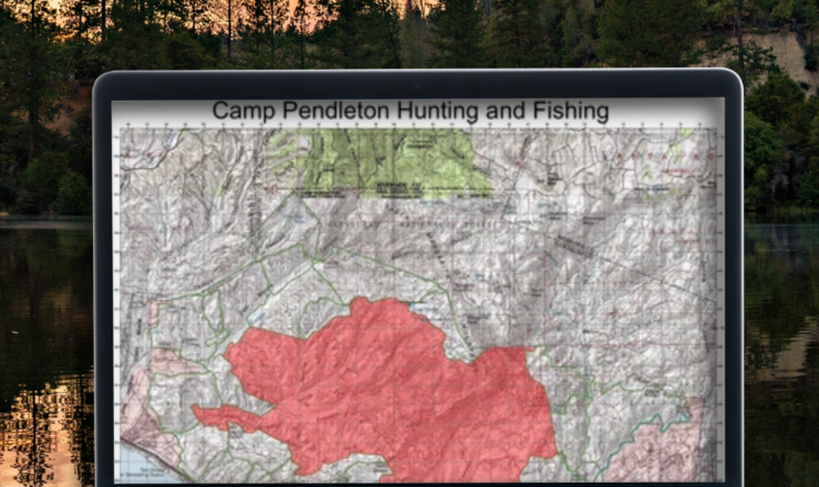 computer showing hunting maps for camp pendleton