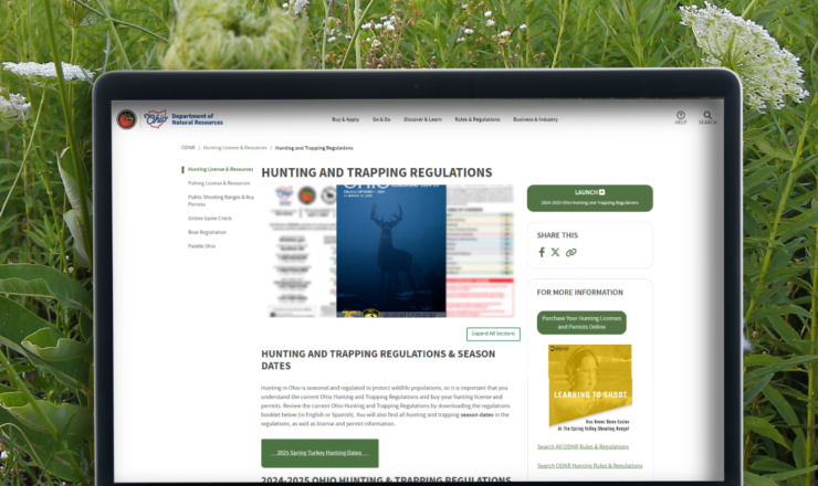 computer showing hunting regulations for ohio