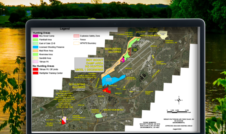 computer showing hunting maps for wright patterson air force base