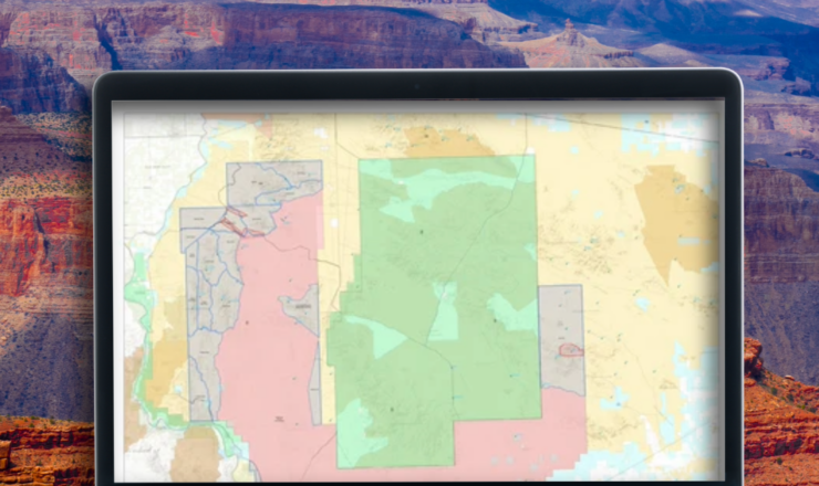 computer showing hunting maps for yuma proving ground