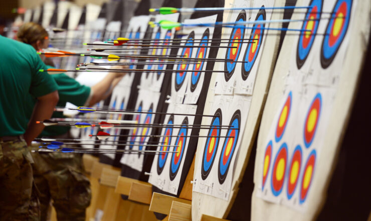WEST POINT, N.Y. (June 16, 2017) -- Officials mark the scores of archery participants at the 2016 DoD Warrior Games held at the U.S. Military Academy at West Point, N.Y., June 17. The DoD Warrior Games, June 15-21, is an adaptive sports competition for wounded, ill and injured service members and Veterans. Athletes representing teams from the Army, Marine Corps, Navy, Air Force, Special Operations Command and the United Kingdom Armed Forces compete in archery, cycling, track and field, shooting, sitting volleyball, swimming, and wheelchair basketball.(U.S. Navy photo by Mass Communication Specialist 1st Class Patrick Gordon/Released)