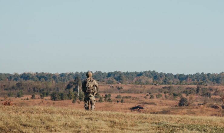 U.S. Soldiers with Bravo Company, 1st Battalion, 112th Infantry Regiment, 56th Stryker Brigade Combat Team perform a platoon maneuver exercise at Fort Barfoot, Virginia, Oct. 25, 2023. (U.S. Army National Guard photo by Staff Sgt. Jonathan Campbell)