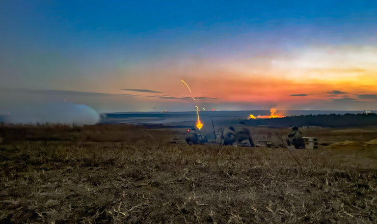 U.S. Army Paratroopers assigned to 2nd Battalion, 325th Airborne Infantry Regiment, 2nd Brigade Combat Team, 82nd Airborne Division, provide mortar fire support during a live-fire iteration during Falcon Avalanche on Fort Liberty, North Carolina, Feb. 6, 2025. Falcon Avalanche is an exercise aimed to train and evaluate Paratroopers as they assume the role of the immediate response force postured to fight and win anywhere in the world. (U.S. Army photo by Spc. Leon Flowers)