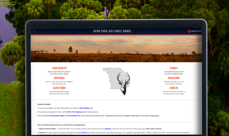 computer showing the isportsman portal page for avon park