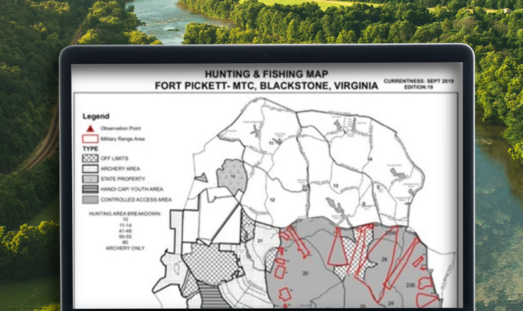 Computer showing hunting maps for Fort Barfoot