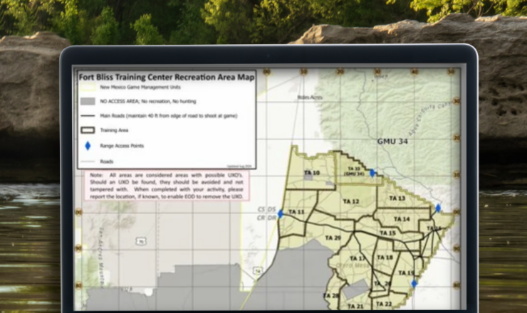 computer showing hunting maps for fort bliss