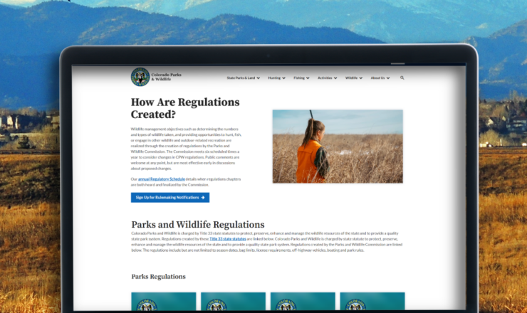 computer showing hunting regulations for colorado