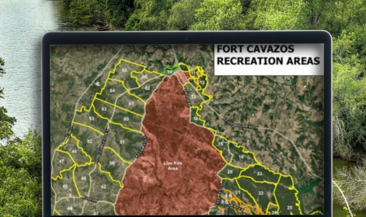 computer showing hunting maps for fort cavazos