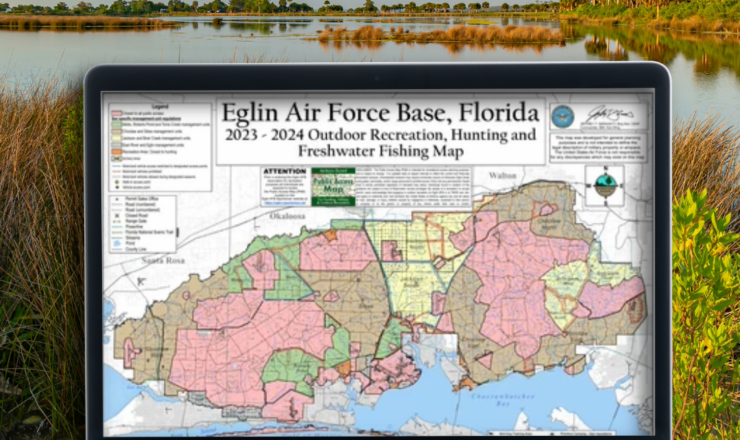 computer showing hunting maps for eglin air force base