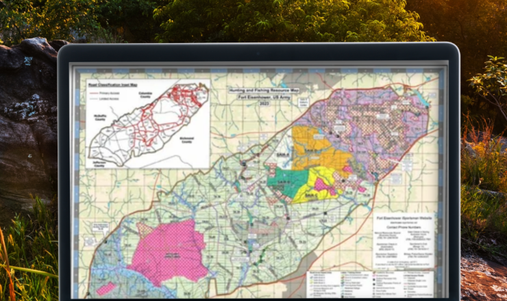 computer showing hunting maps for fort eisenhower