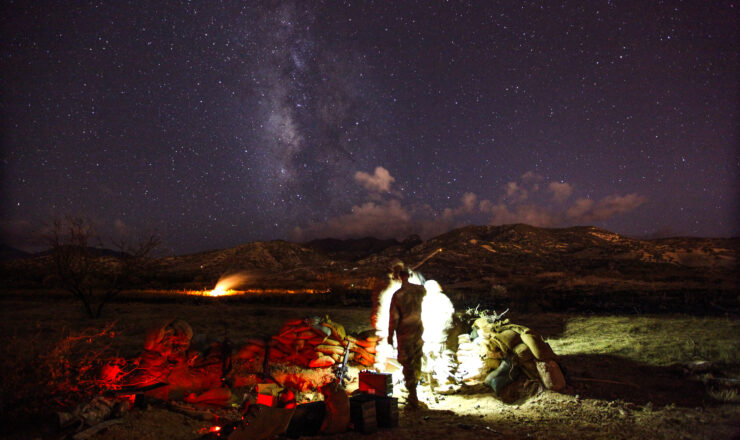 Alpha Company, 40th Expeditionary Signal Battalion conducts a live fire exercise on Range 1B at Fort Huachuca, Arizona. (U.S. Army photo by Lara Poirrier)