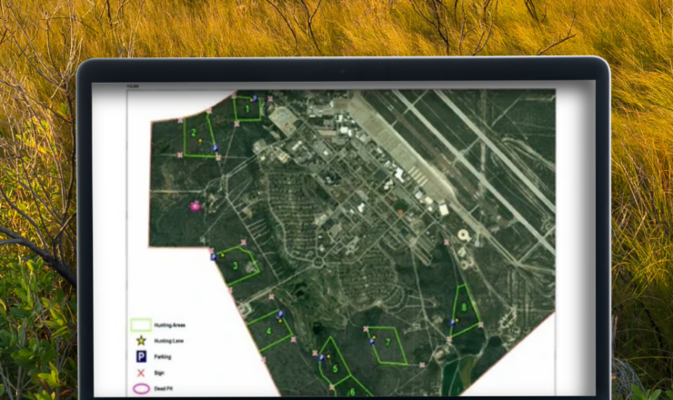 computer showing hunting maps for Laughlin air force base