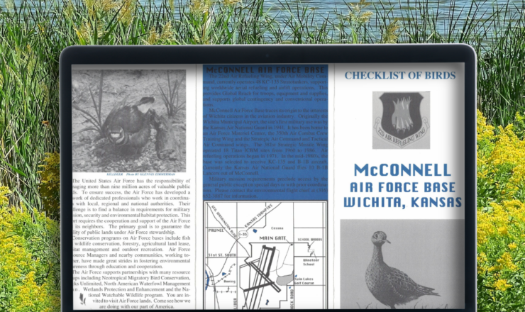 A computer screen showing the birding pamphlet for McConnell air force base
