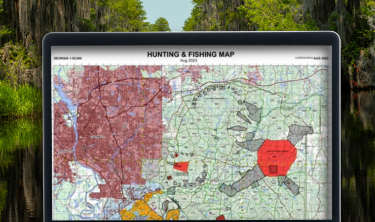computer showing hunting maps for fort moore