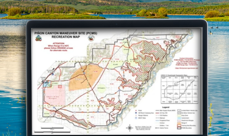 computer showing hunting maps for pinon canyon maneuver site