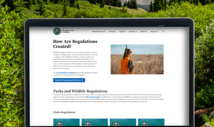 computer showing hunting regulations for colorado