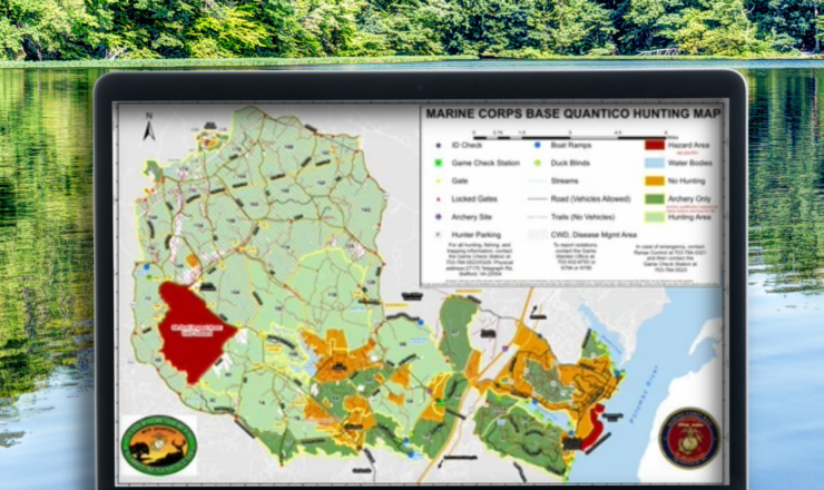computer showing hunting maps for mcb quantico