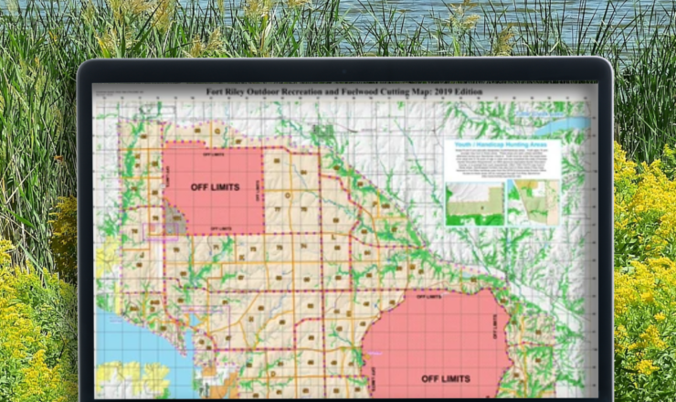 computer showing hunting maps for fort riley